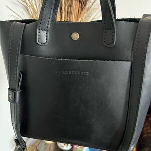 Portland Leather Black mini tote Crossbody Bag